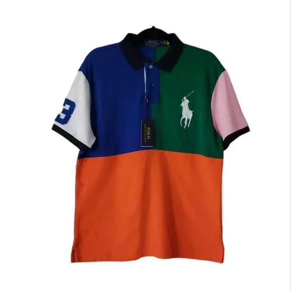 Polo Ralph Lauren Men’s Multi Color Slim Fit Big Pony Mesh Polo Shirt Size Large - Picture 4 of 12